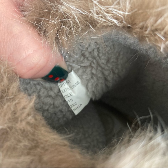 Tory Burch Anjelica Fur Suede Leather Boots Tan Taupe Gray size 7 - Picture 9 of 12